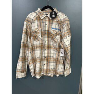 NEW Detroit Lions Plaid Flannel Button-Up Shirt L NFL X Darius Rucker Collection